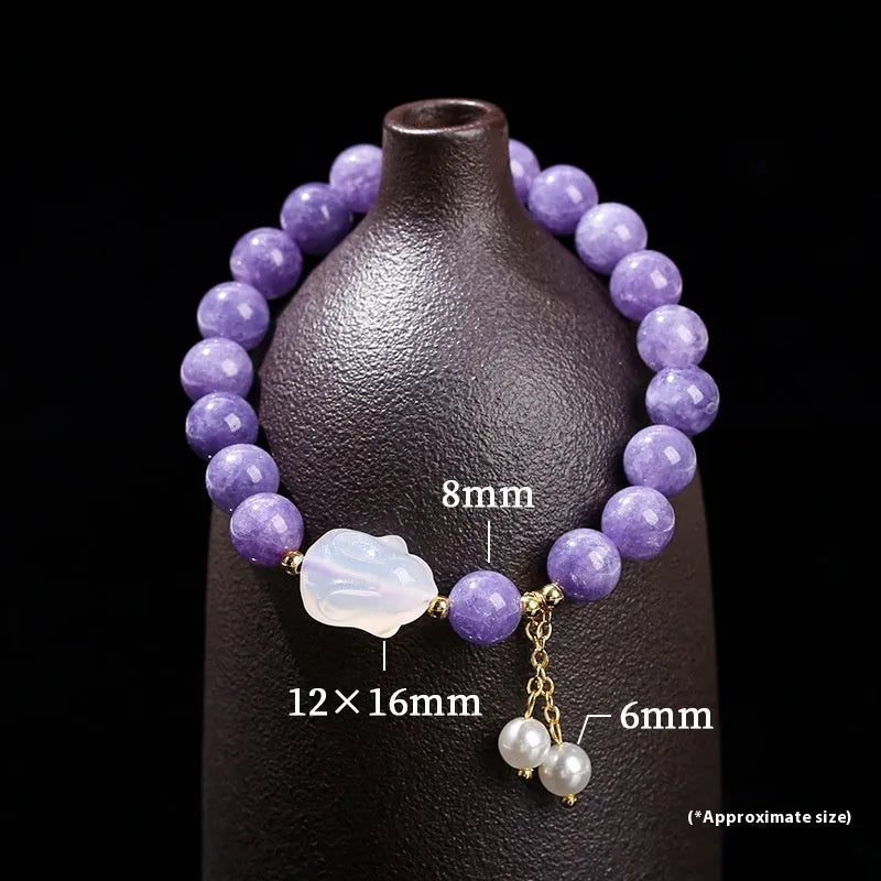 Purple aquamarine agate rabbit bracelet with geometric beads for women's jewellery
