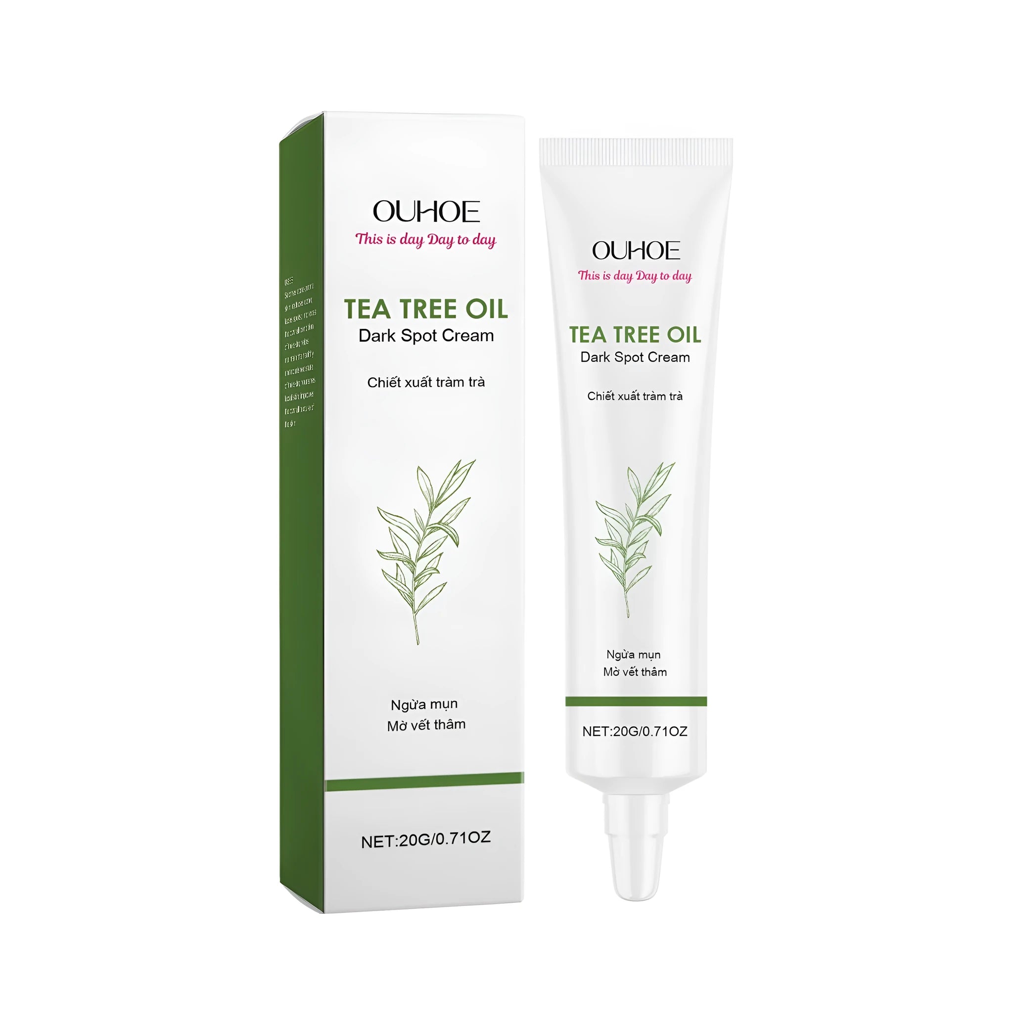 20g tube of facial cream with tea tree oil and nicotinamide ingredients