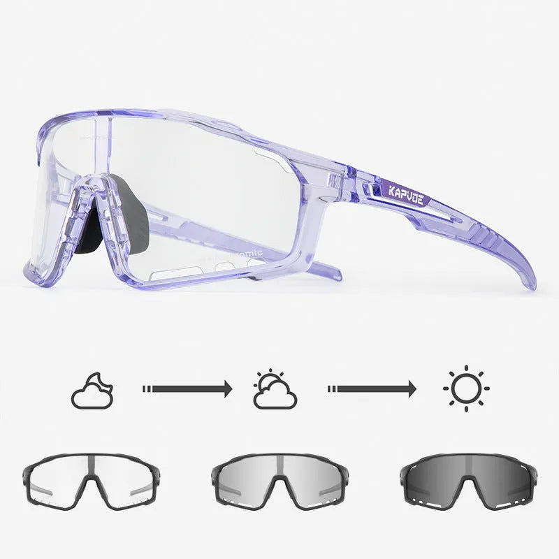 TR90 semi-rimless cycling sunglasses with photochromic lens in multiple colour options