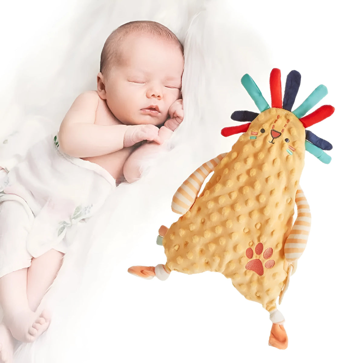 Baby Appease towel nursing teether with kawaii bunny ears, 40cm plush comfort doll in elephant design