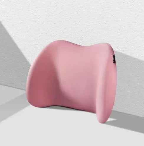 Car headrest, neck support, and waist cushion set made from memory cotton foam in black, green, grey, or pink.