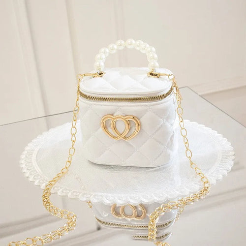 Transparent heart-pattern PVC bucket gel bag for cosmetics in apricot colour