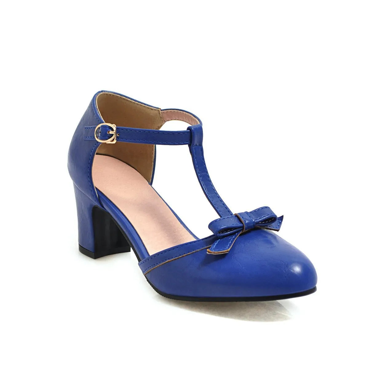 Women's chunky heel sandals with bow tie decoration and hollow out detail in apricot colour