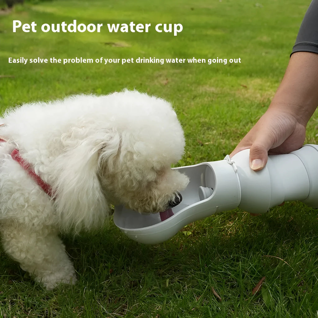 Outdoor pet folding drinking cup made from silicone, with a short and long option, on a white surface