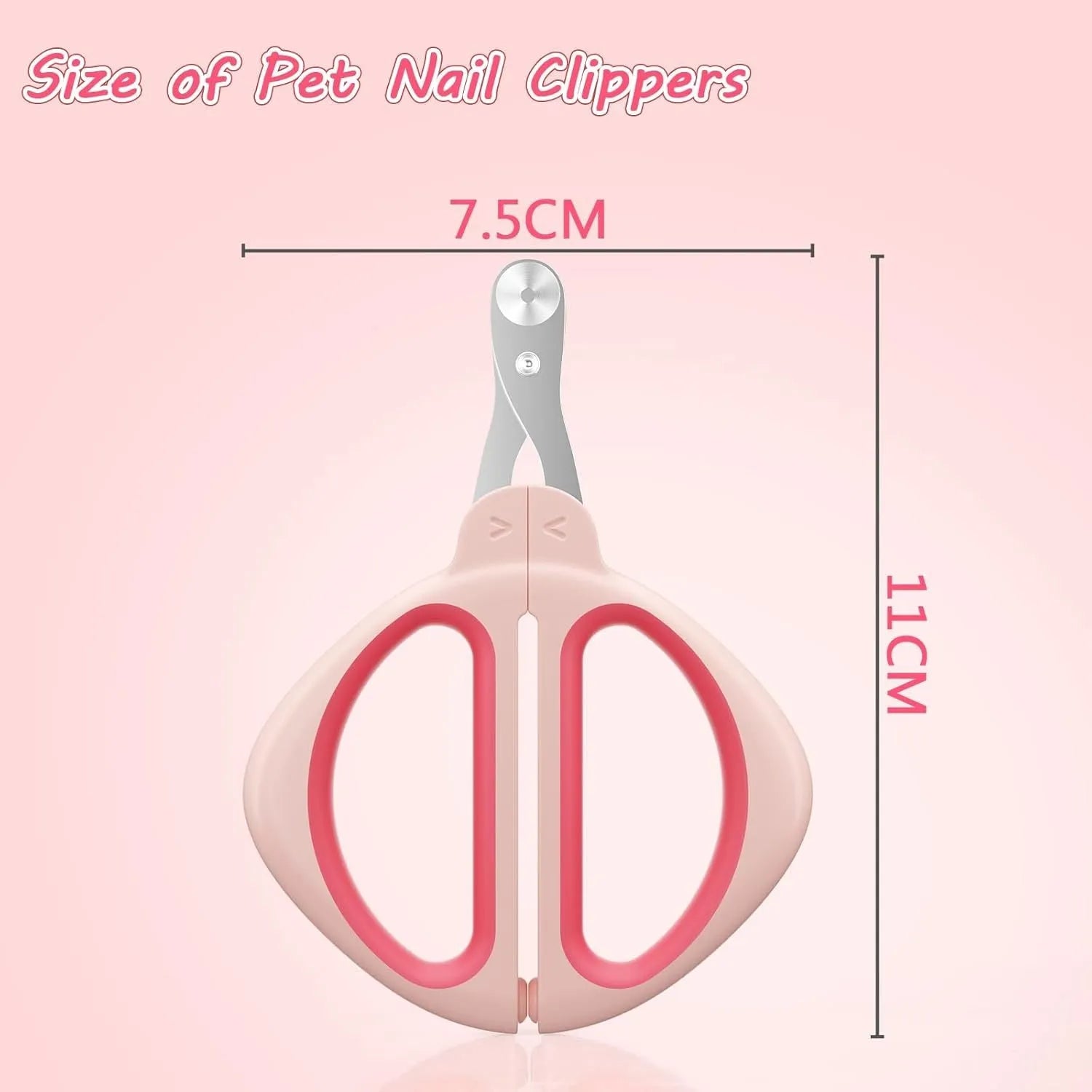 Pet nail clipper with round positioning hole and non-slip handle in blue colour