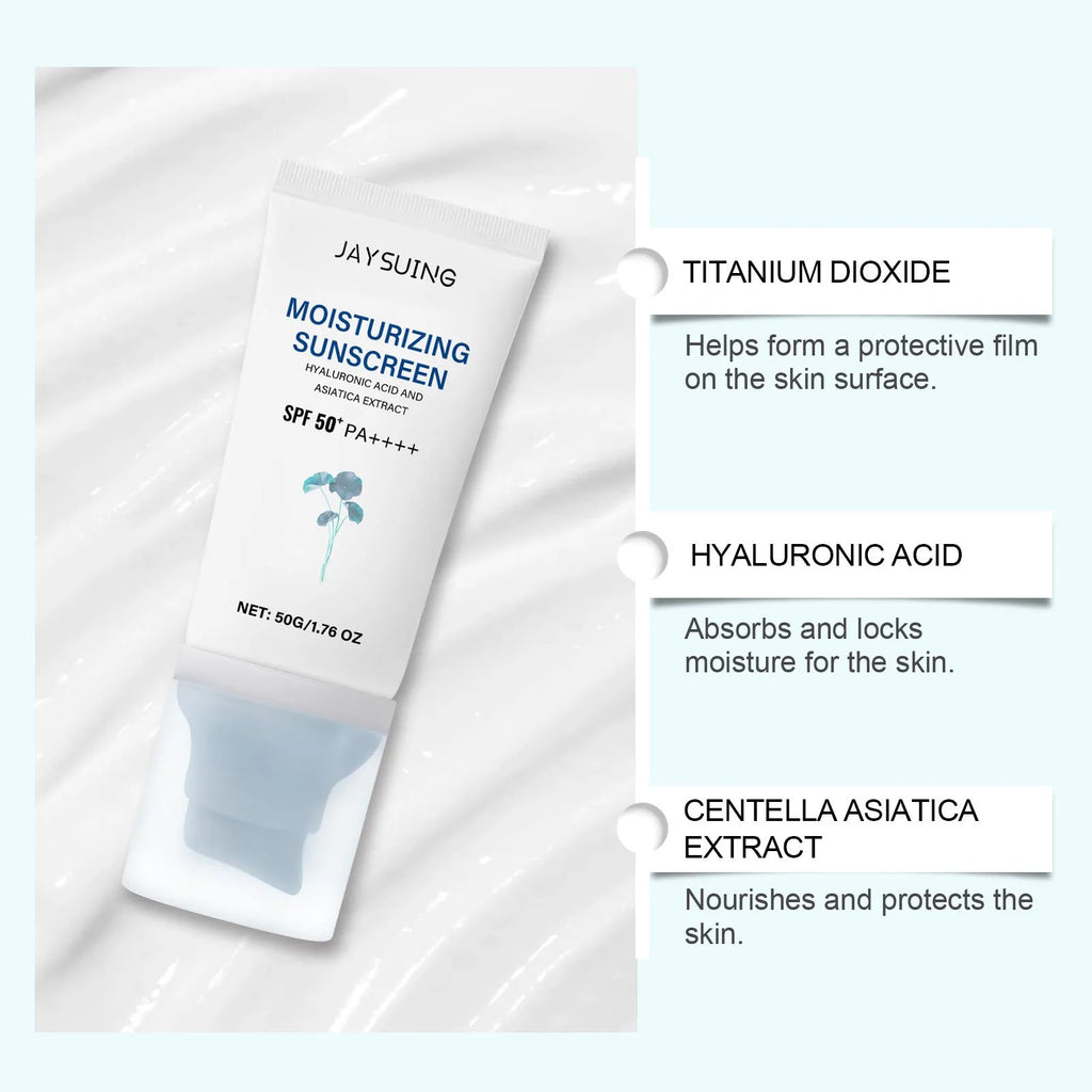 50g portable Snow Grass sunscreen tube with titanium dioxide and Centella Extract for facial UV protection