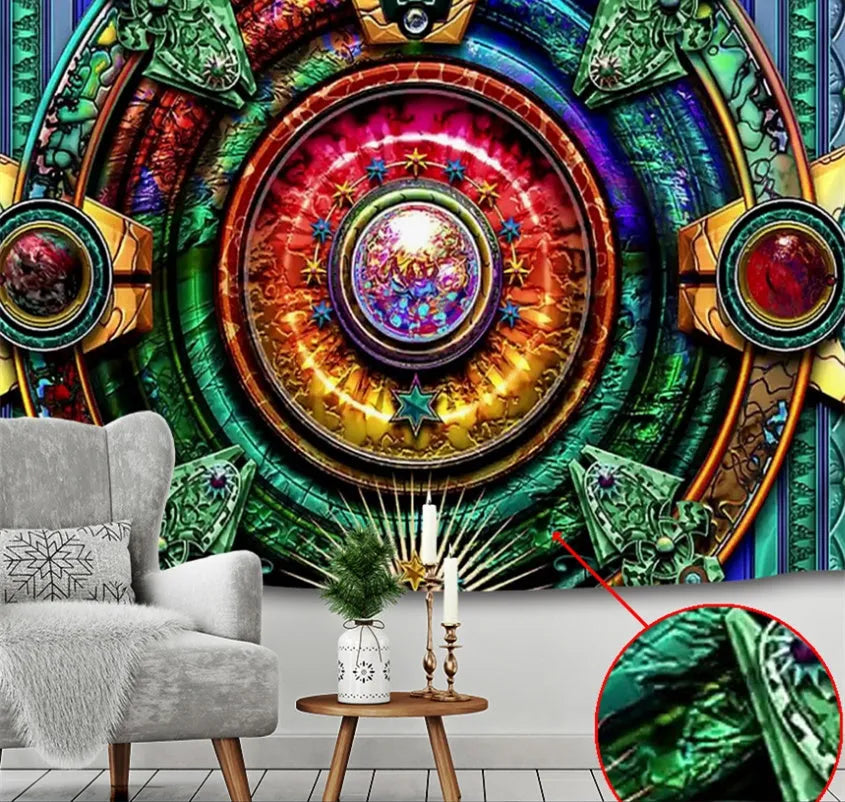 Nordic style tapestry wall hanging in polyester fabric showing pattern detail