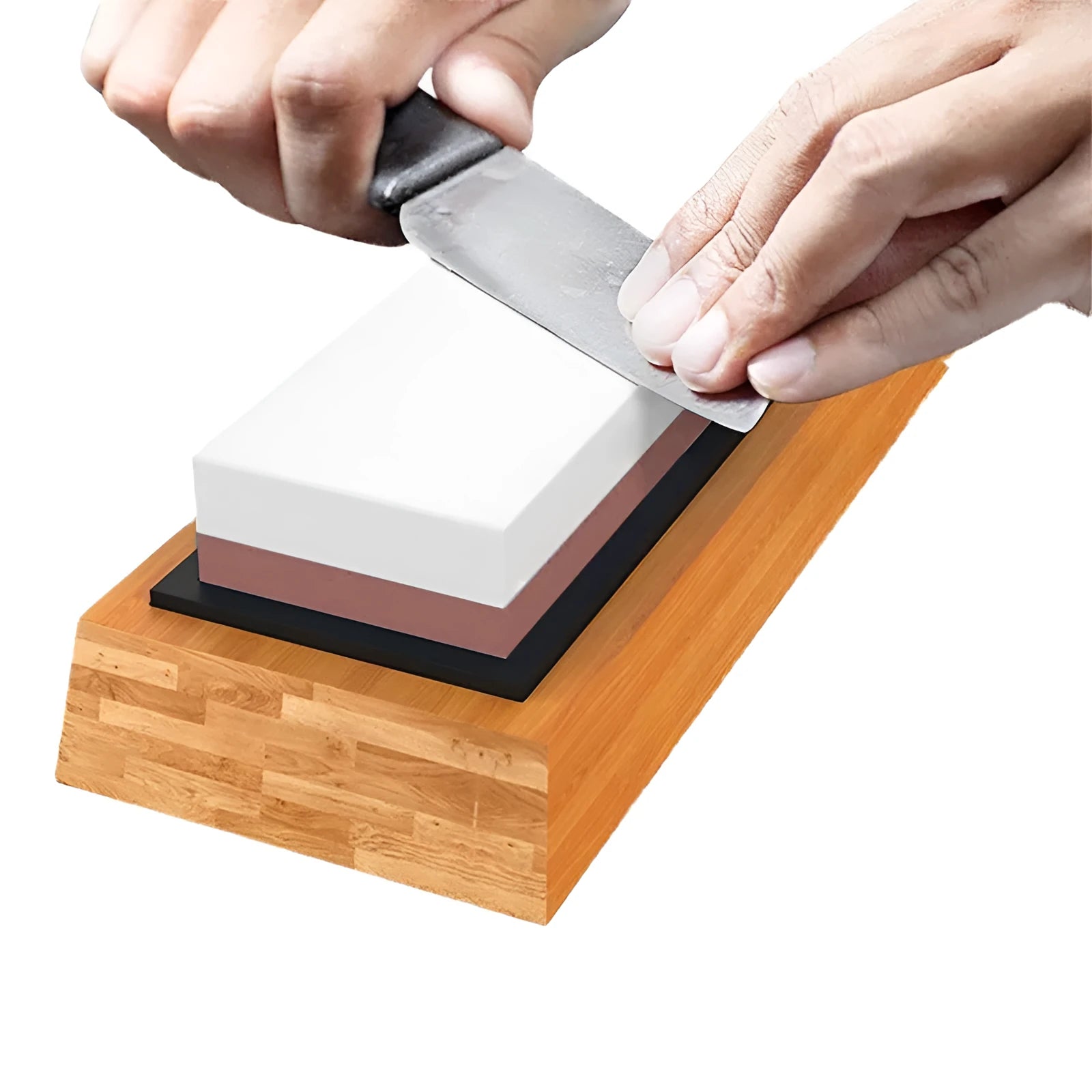 Double-sided 3000/8000 grit white corundum whetstone sharpening kit with bamboo base and accessories