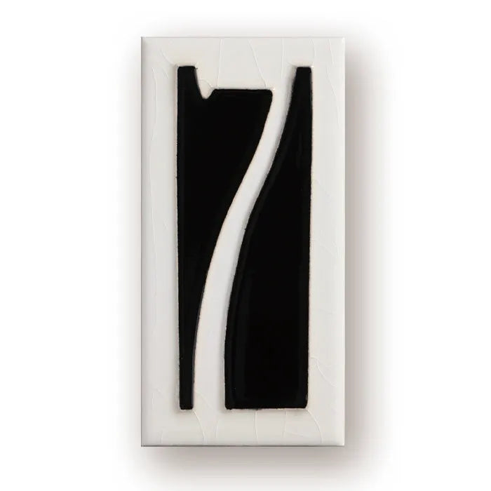 Handmade retro-style enamel ceramic doorplate number measuring 76mm by 152mm