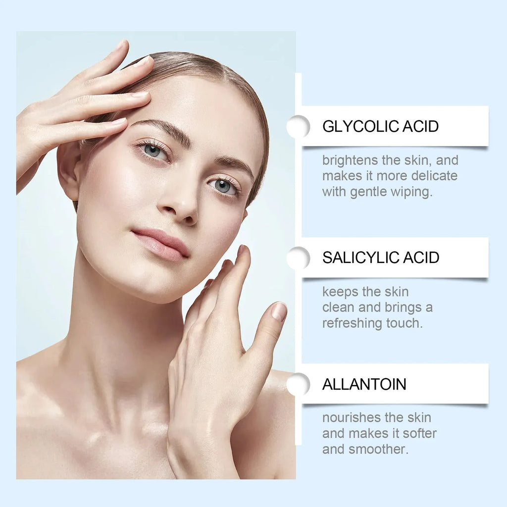 Glycolic acid exfoliating cotton pads set with 60 treatment pads