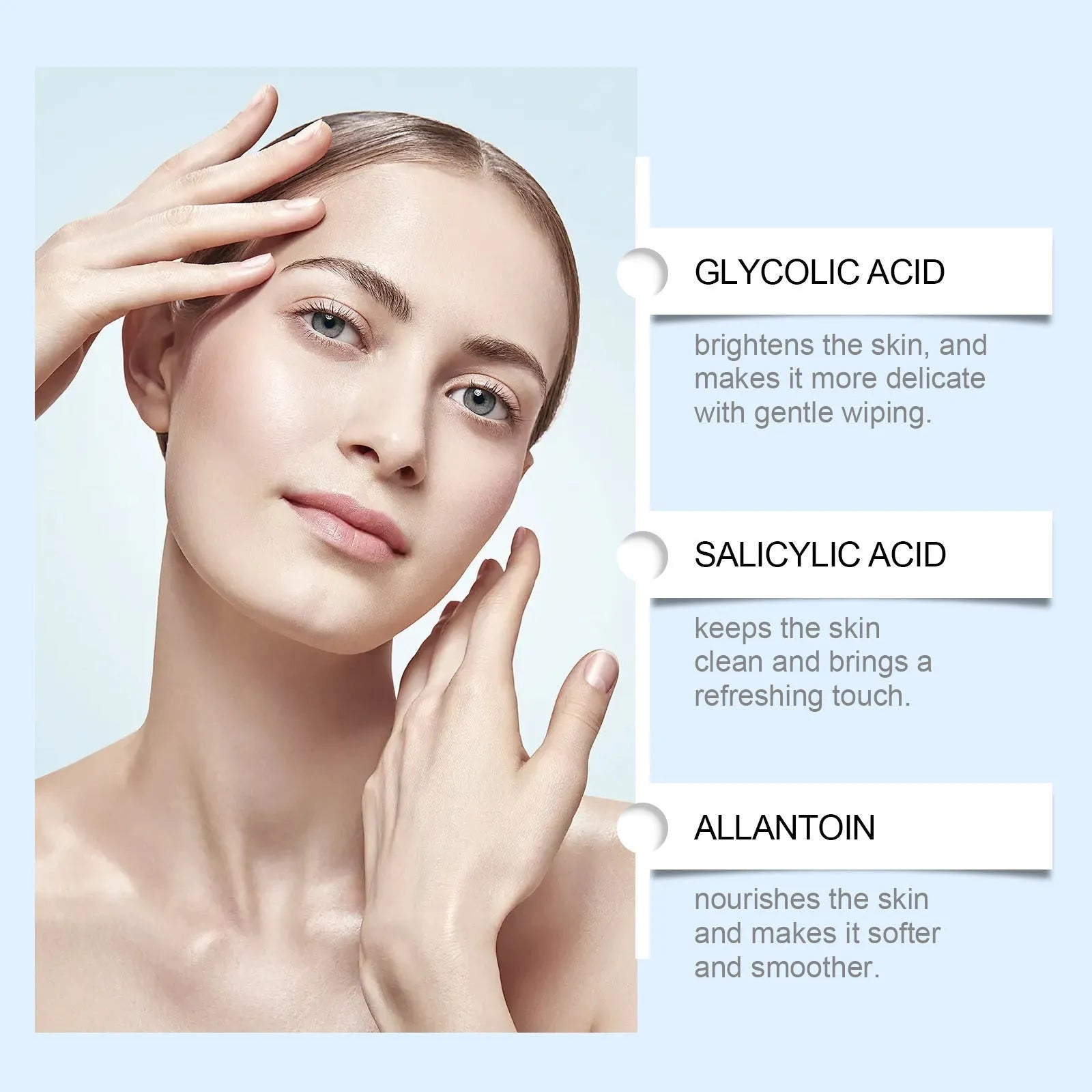 Glycolic acid exfoliating cotton pads set with 60 treatment pads