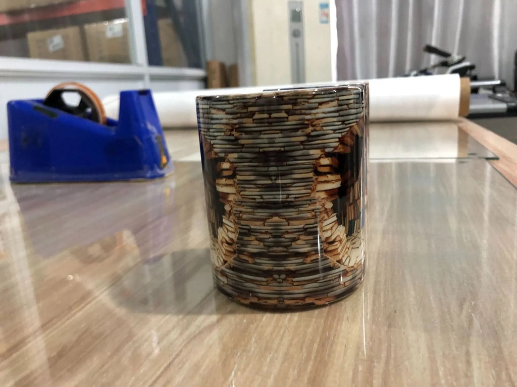 3D Bookshelf Mug creative ceramic water cup with handle showing library shelf design