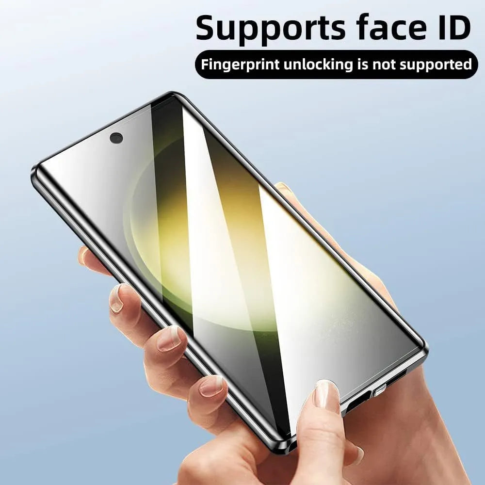Magnetic King glossy metal HD peep-proof phone case for Samsung S25 Ultra in silver