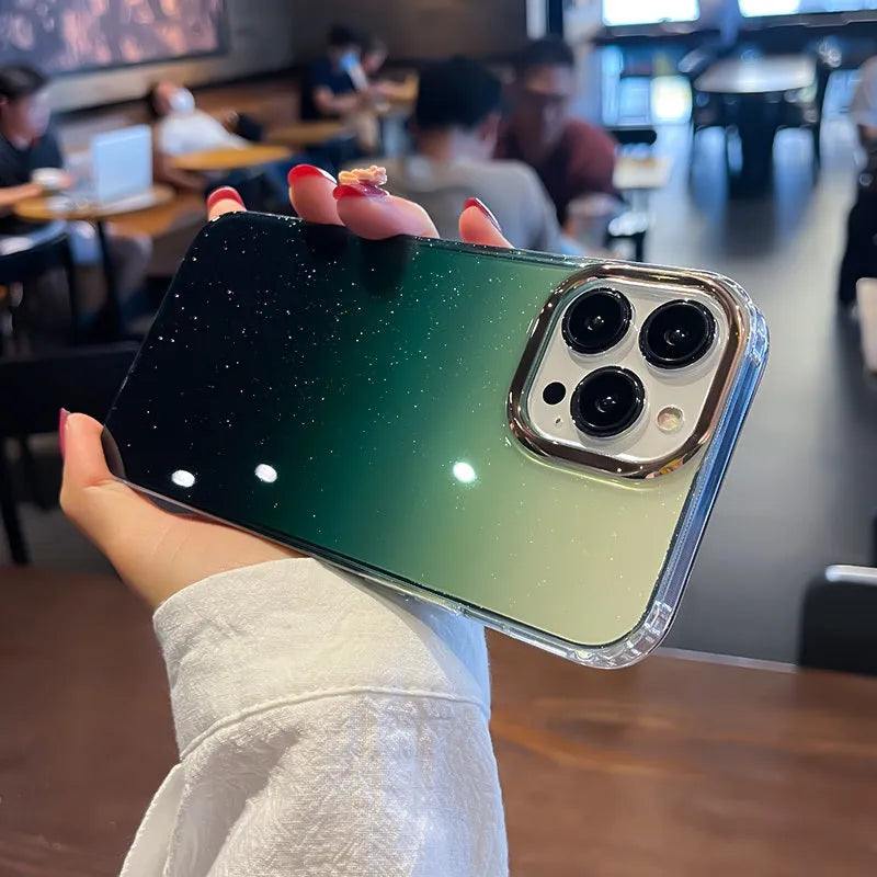 Soft eco-friendly mobile phone case for Apple iPhone in black, green, orange, and purple colours.