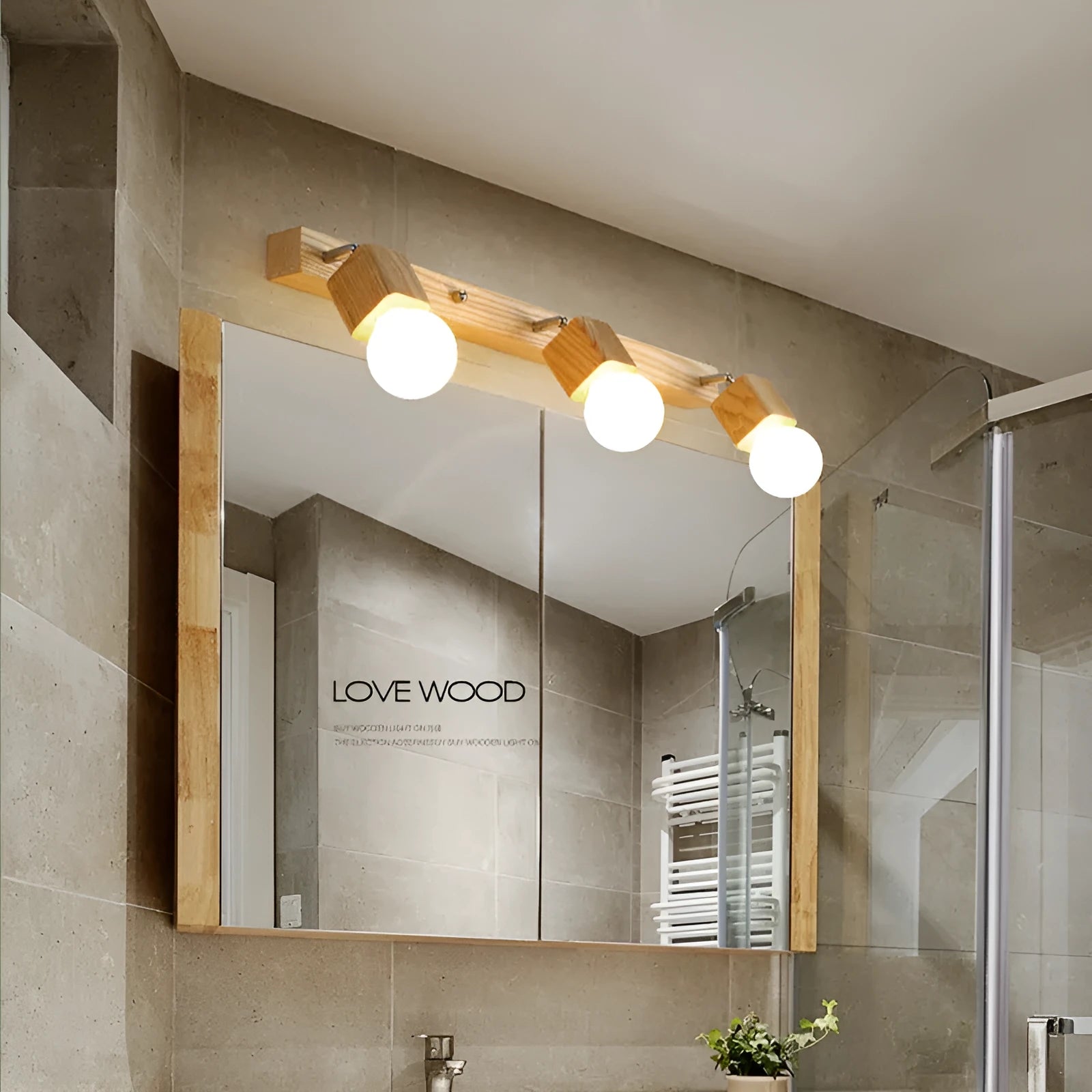 Mirror finish LED wall lamp with single head, 24cm size, showing white light illumination