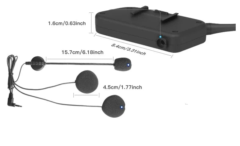 All Five V6 Pro motorcycle helmet Bluetooth intercom with mounting clip and headphones