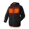 Black USB heated winter waterproof windproof coat for men with long sleeves and straight hem design