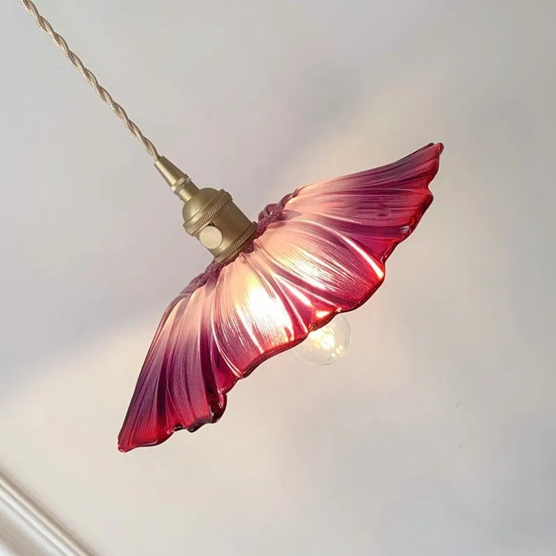 Nordic Japanese decorative lotus leaf lamp with iron body and glass shade