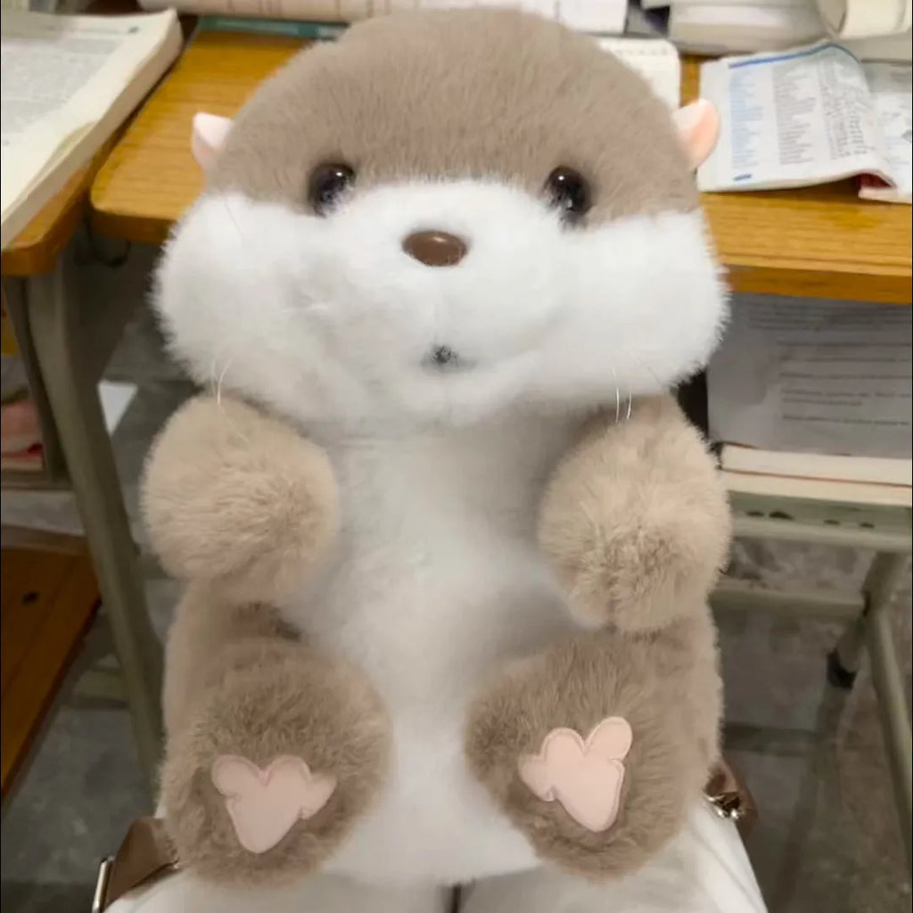 Brown otter plush toy doll 33cm tall 20cm wide soft plush material cartoon style