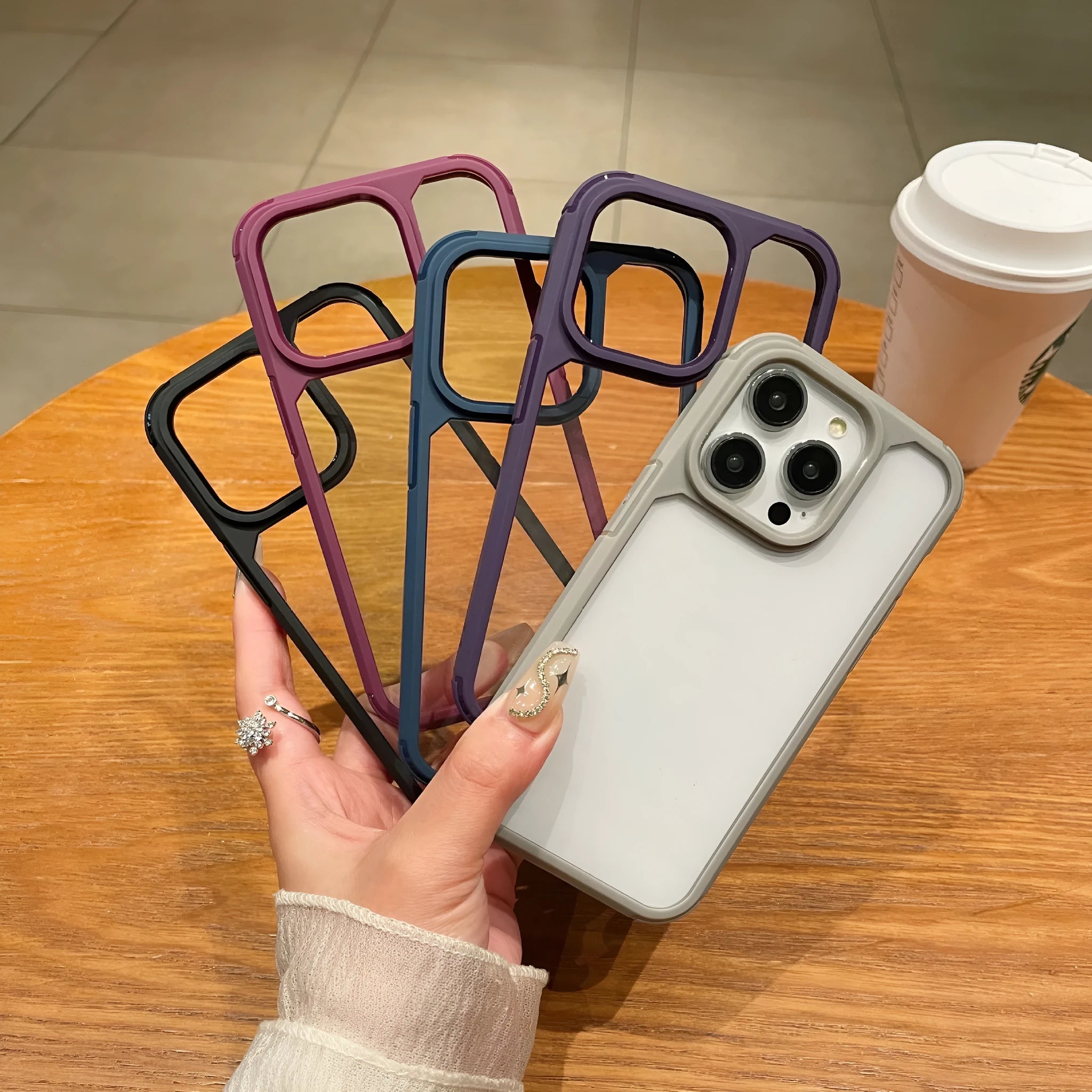 Golden Nail transparent TPU PC phone case with four-corner drop-resistant groove for iPhone 11–14 series