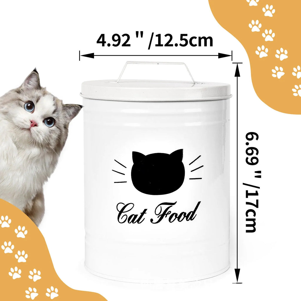 Round black and white iron food storage tins with American style design