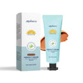 Curdling sunscreen liquid foundation bottle showing available colour shades