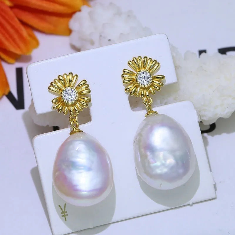 S925 sterling silver baroque flower earrings and ring holder set for DIY jewellery making.