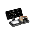 Three in one folding magnetic wireless charger for iPhone AirPods and Apple Watch in black