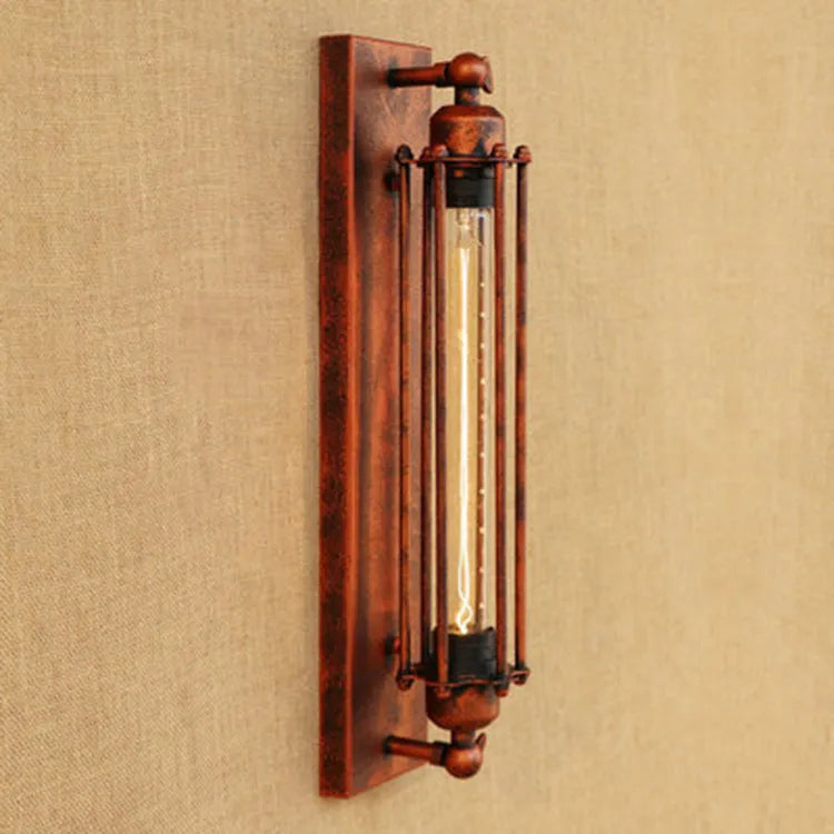 Industrial retro wall lamp with iron construction in black bronze rust or silver finish