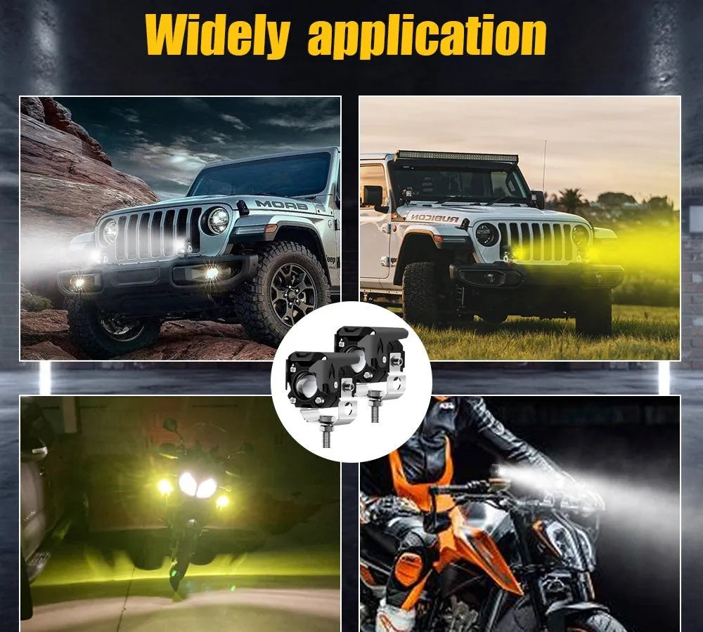 LED dual light external electric motorcycle spotlights M1 60W 6000LM aviation aluminium IP67