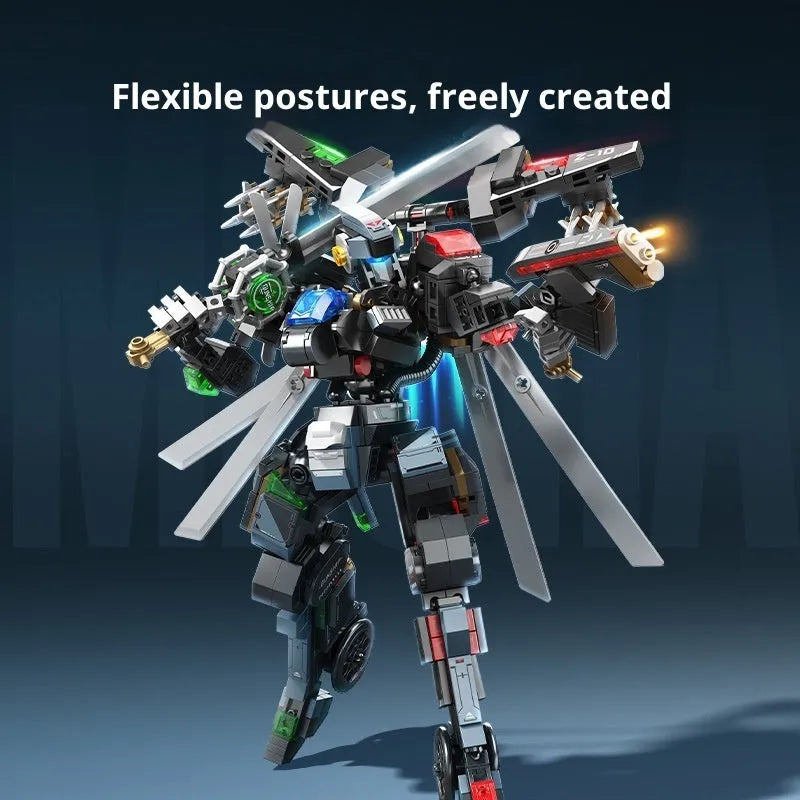 Wu Zhishi Lei Yin God of War plastic building blocks in colour box, small particle assembly model for teenagers