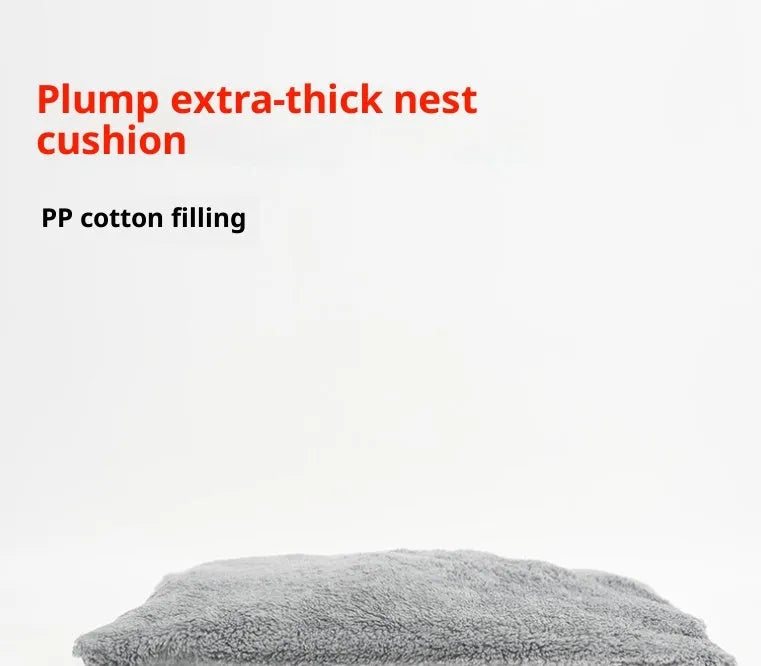 Small plush PP cotton pet house nest with bowknot design for cats and small dogs, winter warm indoor use