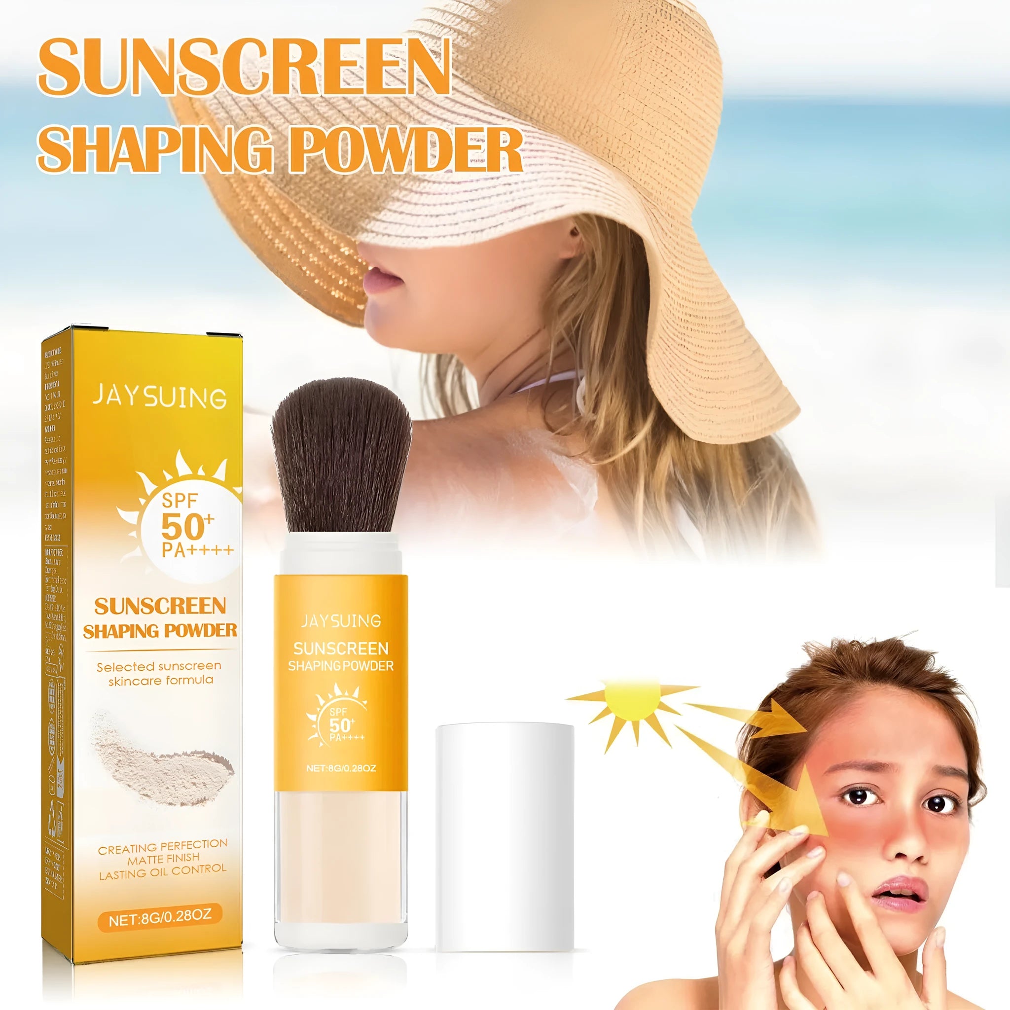 8g container of translucent loose setting powder with oil control ingredients.