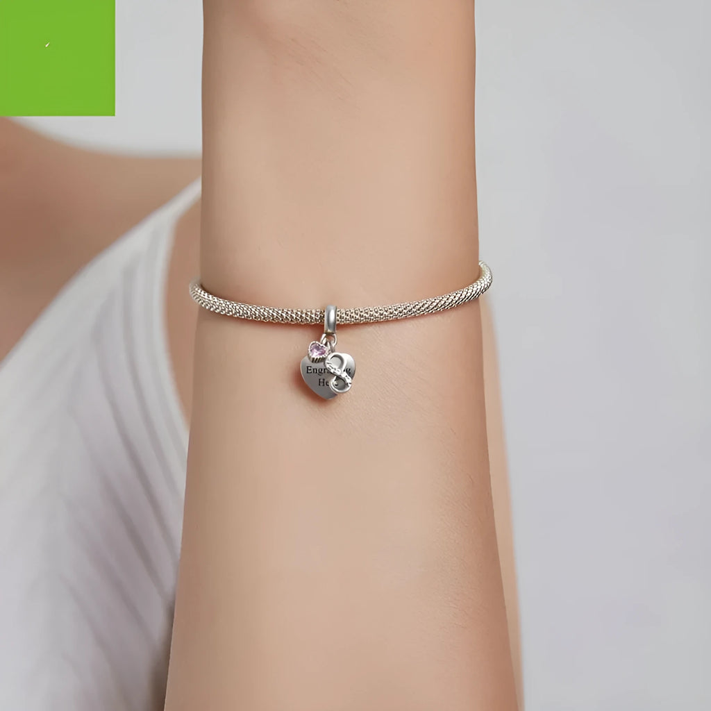 Engravable 925 silver Endless Love pendant loose bead for DIY bracelet in silver colour