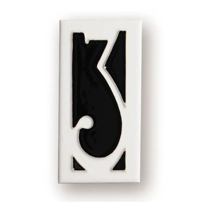 Handmade retro-style enamel ceramic doorplate number measuring 76mm by 152mm