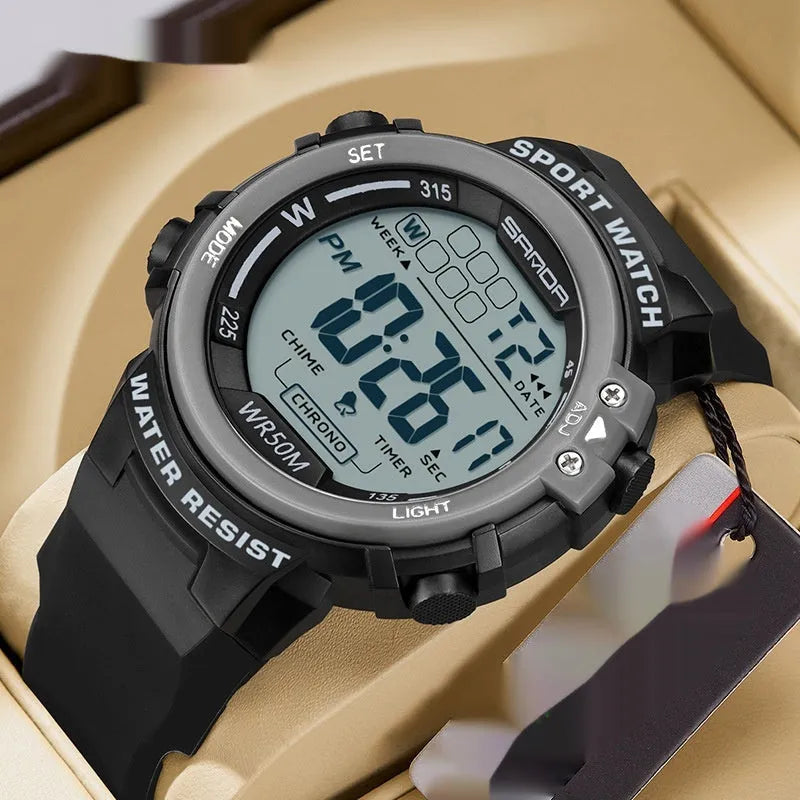 Multifunctional luminous men's watch in black and blue with versatile casual sport style