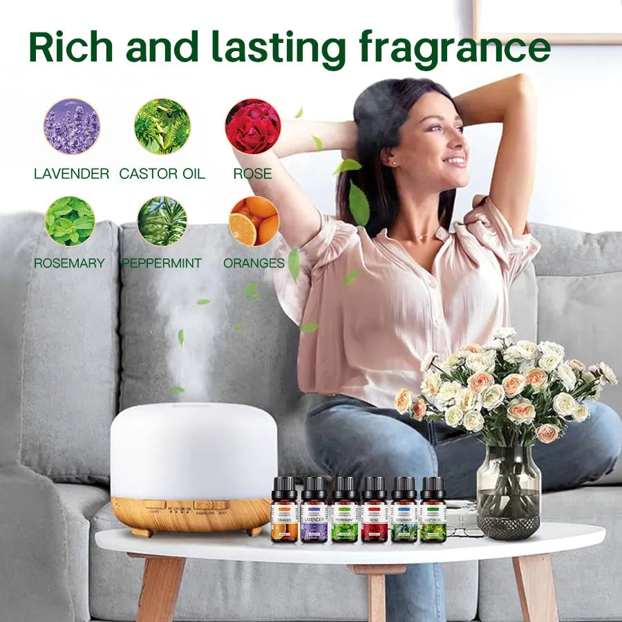 Set of 6 natural plant lavender perfume oil bottles for humidifier diffuser