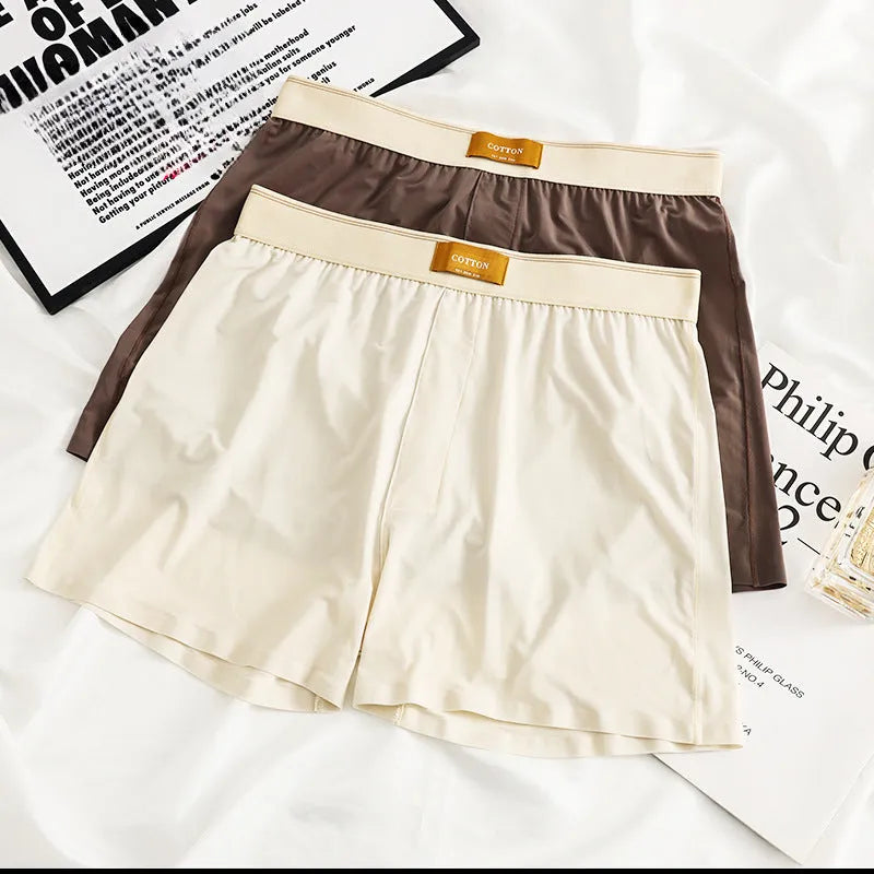 Men's ice silk underwear in solid colours showing loose fit and mid waist design