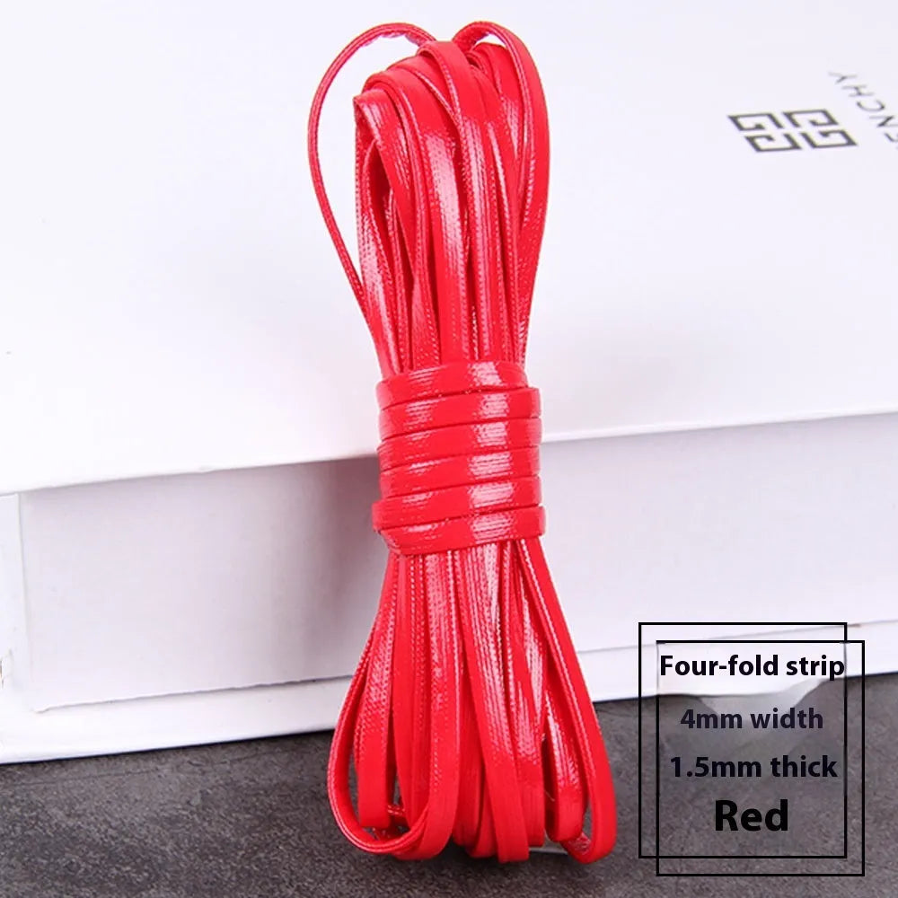 PU leather woven string cord in multiple colours showing different width options for crafting
