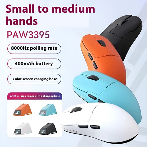 AJ159 gaming mouse in Yunfeng White colour with compact design showing three connection modes