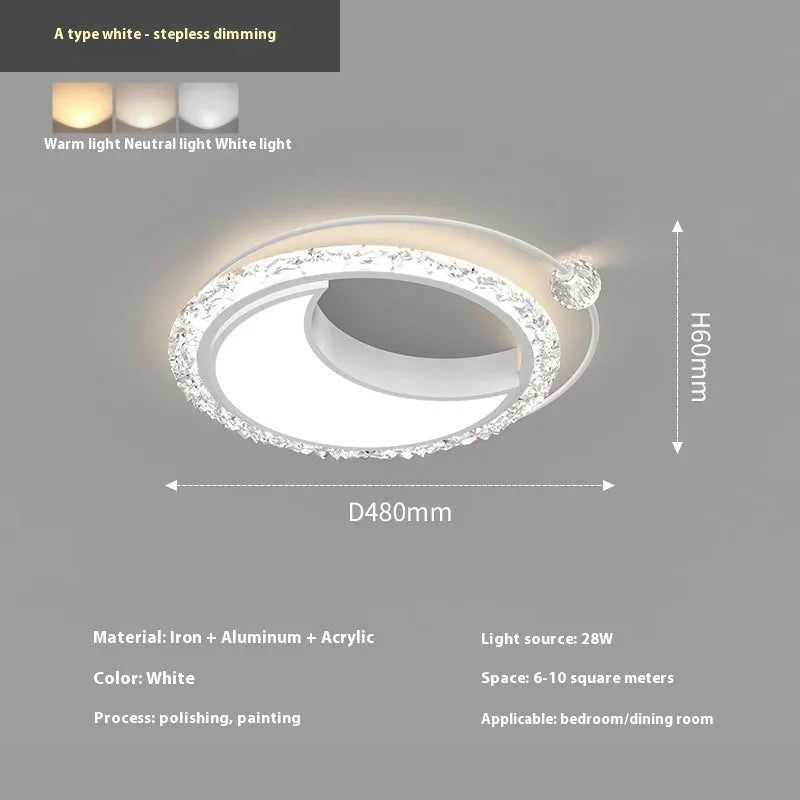 Modern round iron ceiling lamp in black finish mounted on a white ceiling.