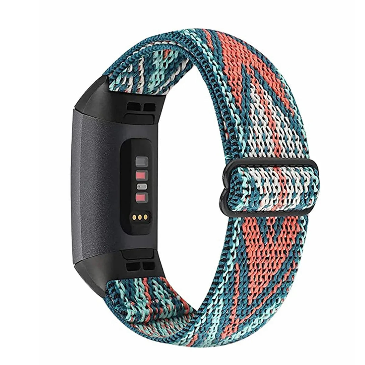 Nylon elastic strap with metal toe cap for Fitbit Charge 6, black colour variant