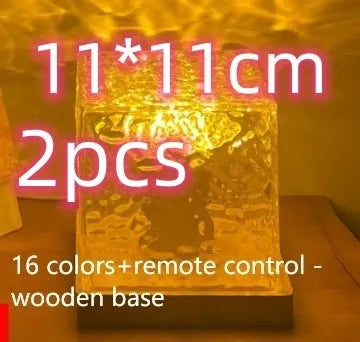 LED water ripple night light with crystal lamp and remote control projecting colourful patterns
