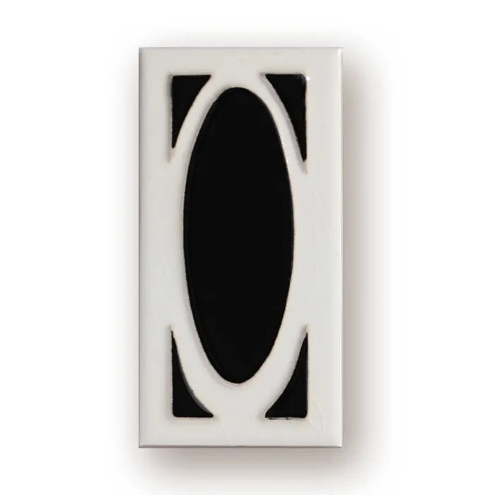 Handmade retro-style enamel ceramic doorplate number measuring 76mm by 152mm