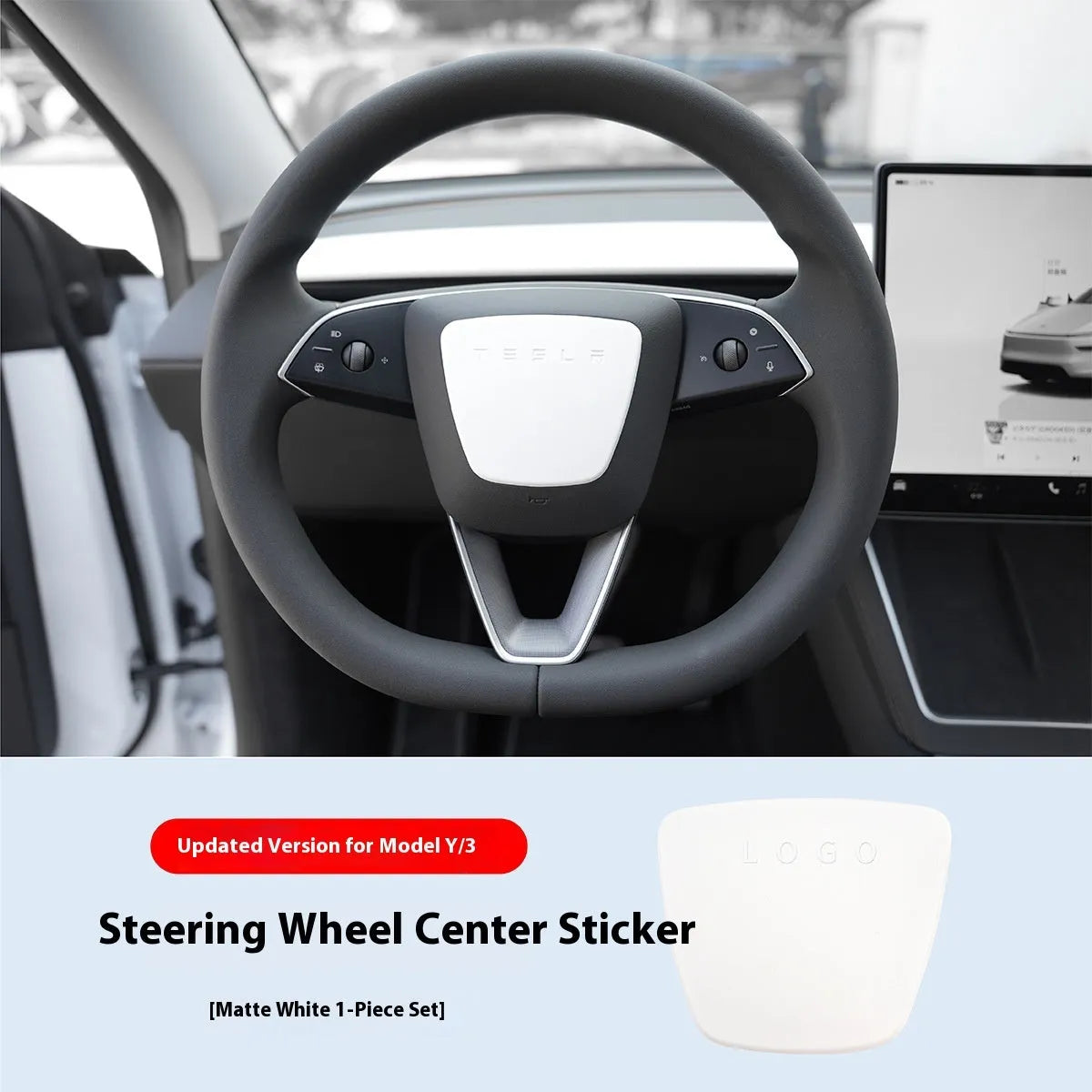 White plastic ABS steering wheel patch for interior protection and renewal