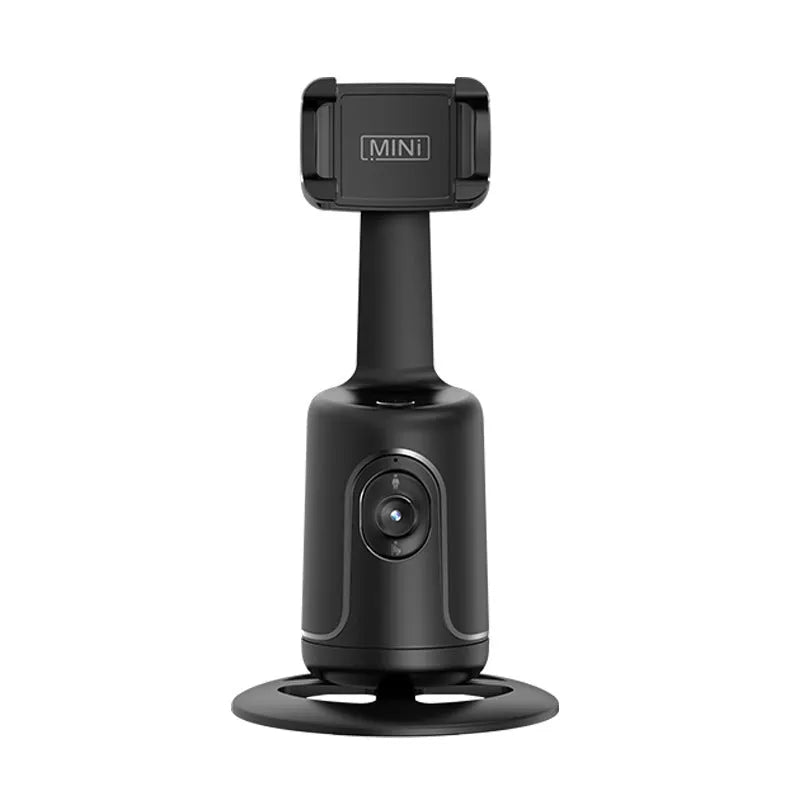 New Automatic Tracking Stabiliser with 360° rotation, ABS body, dark black colour, on a desktop with USB cable