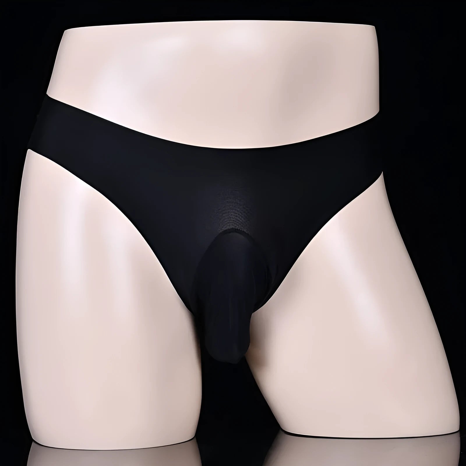 Men's ice silk underwear briefs in open gun egg and t-back designs with ultra-thin nylon fabric