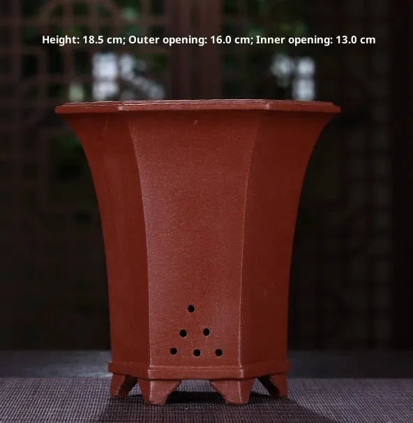 Purple sand ceramic flower pot with tray, classical style, compact 28mm size for small orchids