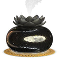 Black round USB-powered aromatherapy humidifier with ultrasonic operation