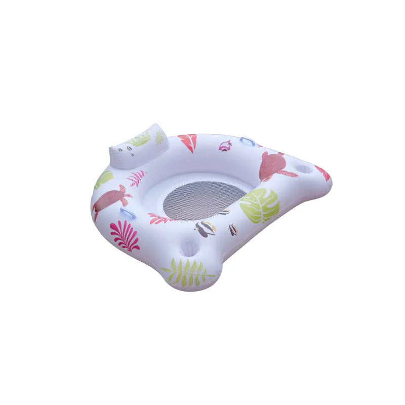 White U-shaped inflatable pool float with luminous elements, 120cm square